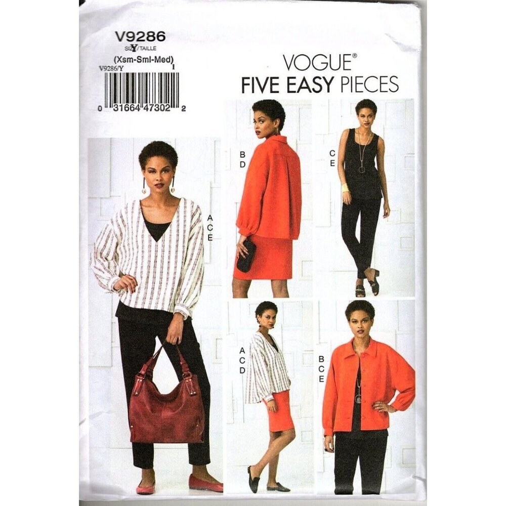 Vogue V9286 Misses XS to M Jacket, Pants, Dress and Top Uncut Sewing Pattern